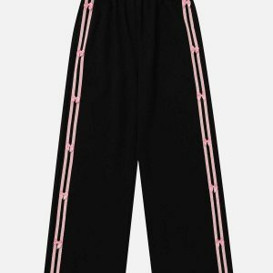 youthful bow stripe sweatpants   chic y2k streetwear look 5495