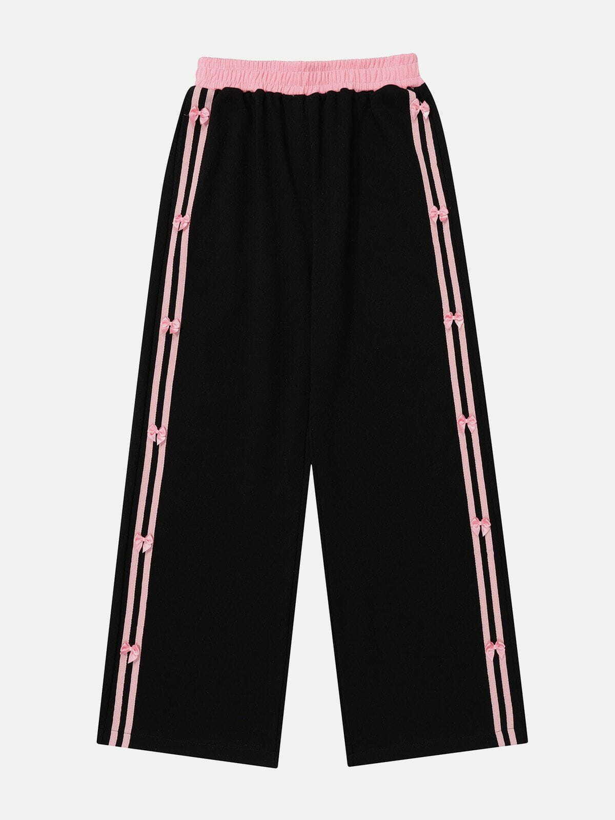 youthful bow stripe sweatpants   chic y2k streetwear look 5495