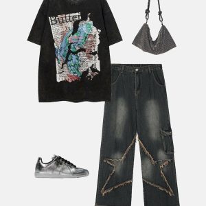youthful broken butterfly tee urban washed look 4066