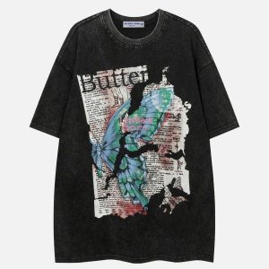 youthful broken butterfly tee urban washed look 4862