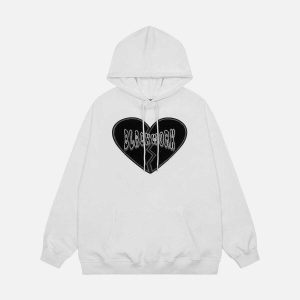 youthful broken heart print hoodie streetwear icon 1767