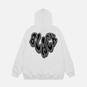 youthful broken heart print hoodie streetwear icon 2842