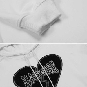 youthful broken heart print hoodie streetwear icon 2994