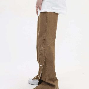 youthful buckle split jeans dynamic streetwear appeal 5304