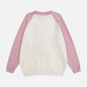 youthful bunny jacquard sweater with frayed edges 3068
