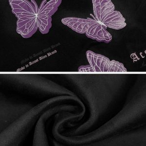 youthful butterfly applique tee suede & embroidered style 6507