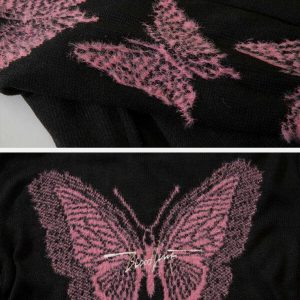 youthful butterfly cut hem sweater   chic knit design 4621