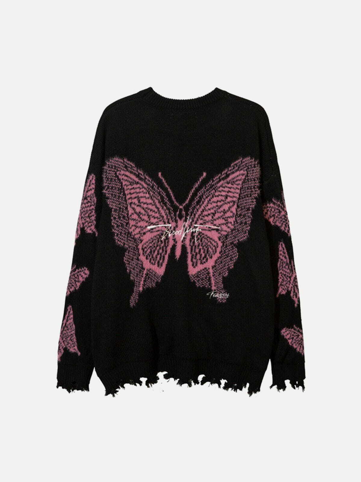 youthful butterfly cut hem sweater   chic knit design 5178