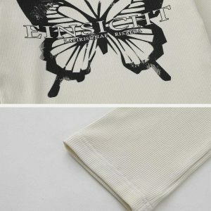 youthful butterfly cutout top   sleek long sleeve design 6946