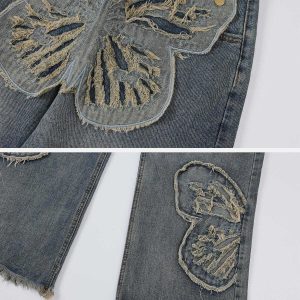 youthful butterfly embellished jeans   loose & trendy fit 2882