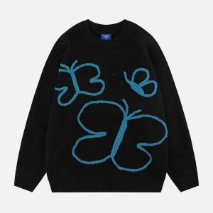 youthful butterfly embroidery sweater chic streetwear 3508