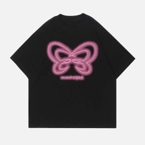 youthful butterfly embroidery tee   chic & vibrant style 5199