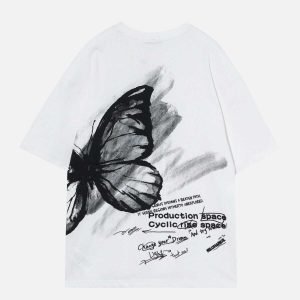 youthful butterfly graphic tee   trending y2k streetwear 3870