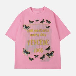 youthful butterfly graphic tee   trendy & vibrant style 4639