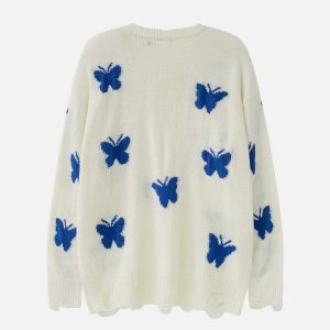 youthful butterfly jacquard sweater   chic y2k streetwear 5089