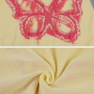youthful butterfly jacquard vest chic tassel detail 7341