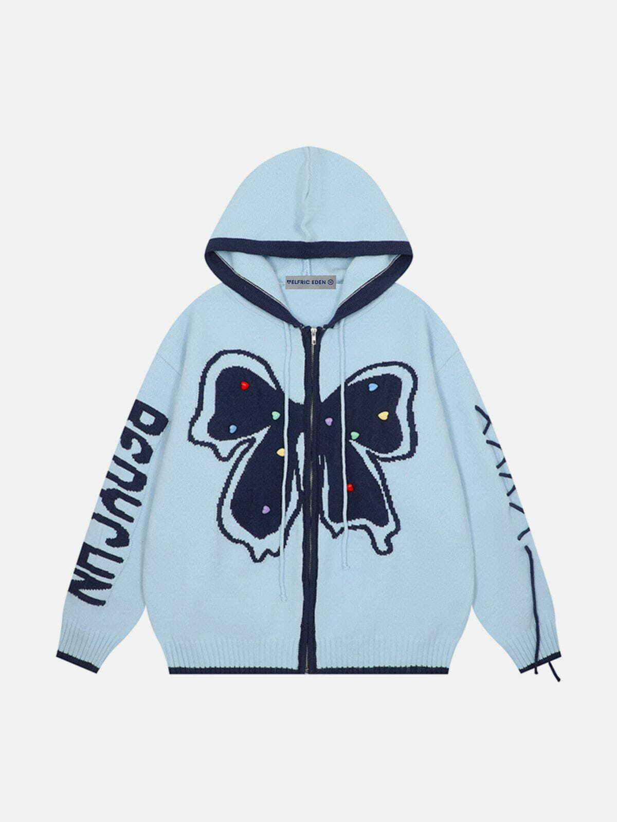 youthful butterfly knit hoodie   chic y2k streetwear 2446