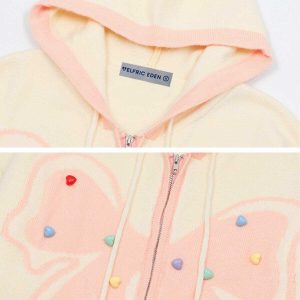 youthful butterfly knit hoodie   chic y2k streetwear 4821
