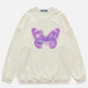 youthful butterfly moon sweatshirt   trendy y2k streetwear 6794