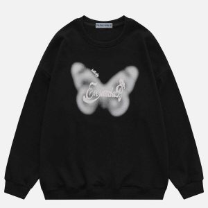 youthful butterfly moon sweatshirt   trendy y2k streetwear 7283