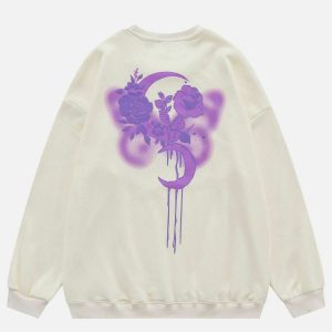 youthful butterfly moon sweatshirt   trendy y2k streetwear 8232