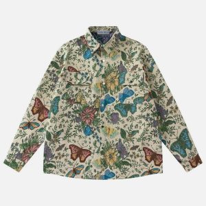 youthful butterfly print shirt   trendy y2k streetwear 3982