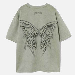 youthful butterfly print tee   chic y2k streetwear essential 2482