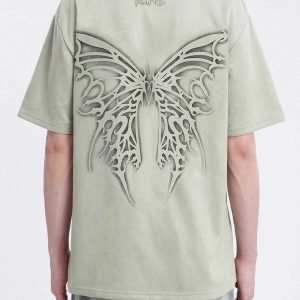 youthful butterfly print tee   chic y2k streetwear essential 6322