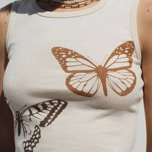youthful butterfly print vest   chic y2k streetwear icon 5710
