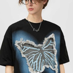 youthful butterfly tassel tee   chic patch design 1337