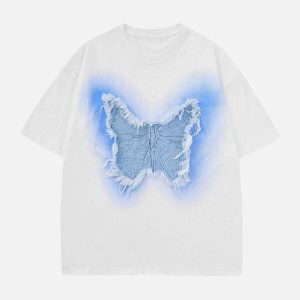 youthful butterfly tassel tee   chic patch design 4337