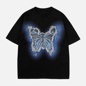 youthful butterfly tassel tee   chic patch design 4399