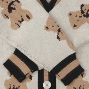 youthful cartoon bear cardigan   knit streetwear charm 3551