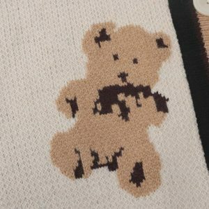 youthful cartoon bear cardigan   knit streetwear charm 5907