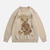 youthful cartoon bear sweater   quirky print & cozy fit 4638