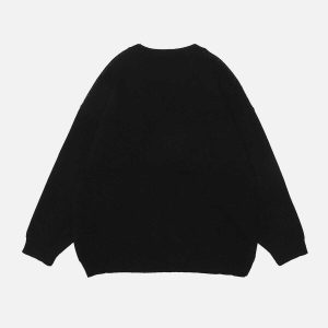 youthful cartoon girl print sweater   chic & playful design 4542