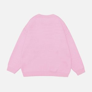 youthful cartoon girl print sweater   chic & playful design 6909