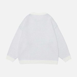 youthful cartoon girl print sweater   chic & playful design 8314
