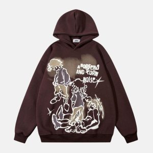 youthful cartoon graphic hoodie   fun & dynamic style 5411