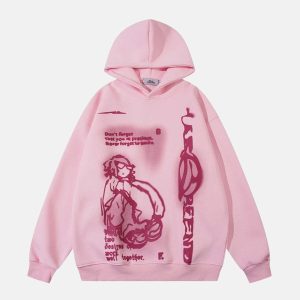 youthful cartoon print hoodie   fun & trendy streetwear 8451