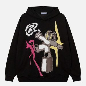 youthful cartoon print hoodie   trendy & urban style 2913