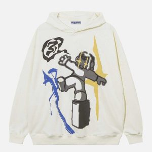 youthful cartoon print hoodie   trendy & urban style 3425