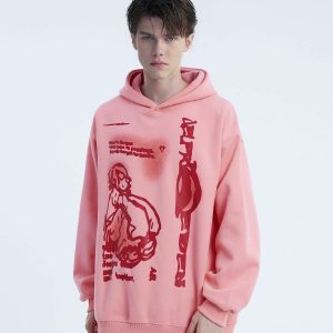 youthful cartoon print hoodie   trendy & urban style 3712