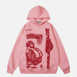 youthful cartoon print hoodie   trendy & urban style 4455