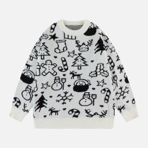 youthful cartoon print sweater   fun & trendy comfort 7133