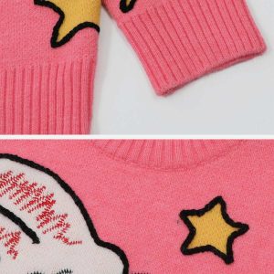 youthful cartoon rabbit sweater   quirky & cozy style 1714