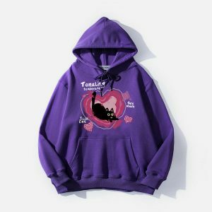 youthful cat heart hoodie   quirky & trendy streetwear 3157