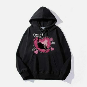 youthful cat heart hoodie   quirky & trendy streetwear 4150