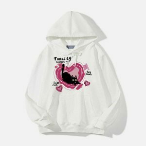 youthful cat heart hoodie   quirky & trendy streetwear 4585