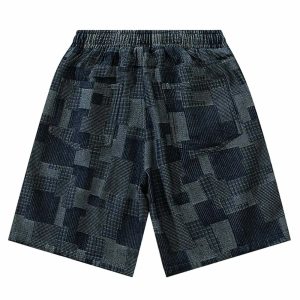 youthful check texture shorts   dynamic streetwear appeal 3725